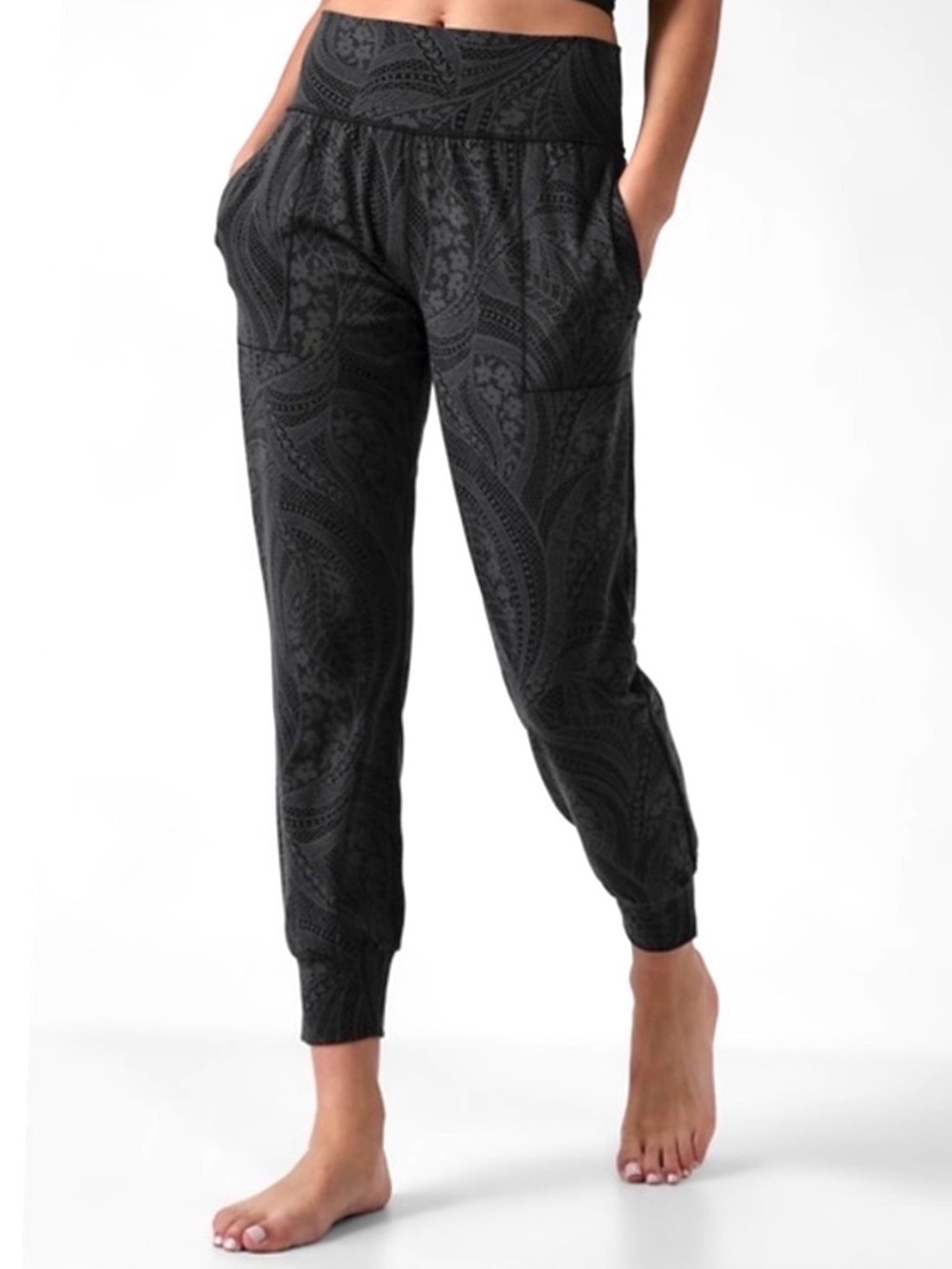 Athleta Salutation Textured Jogger XXS Dreamweaver Lace Black Athleisure Comfy